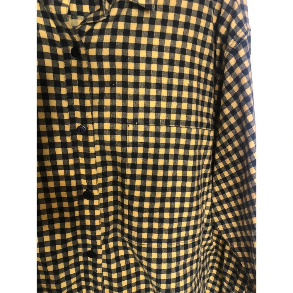 Vintage Indygo Kenar Yellow and Black Flannel Shirt Womens Free Size 100% Cotton